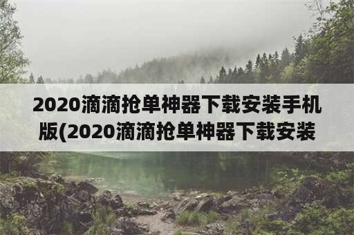 2020滴滴抢单神器下载安装手机版(2020滴滴抢单神器下载安装手机版)