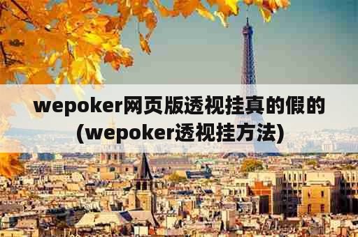 wepoker网页版透视挂真的假的(wepoker透视挂方法)