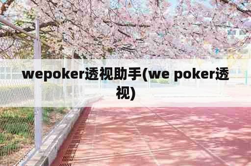 wepoker透视助手(we poker透视)