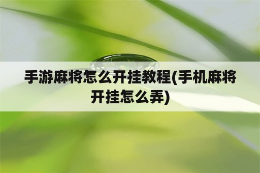 手游麻将怎么开挂教程(手机麻将开挂怎么弄)