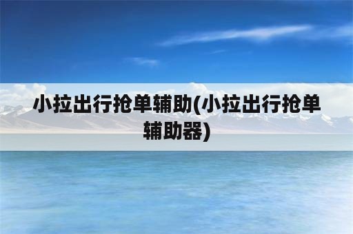 小拉出行抢单辅助(小拉出行抢单辅助器)