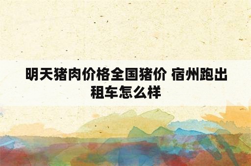 明天猪肉价格全国猪价 宿州跑出租车怎么样