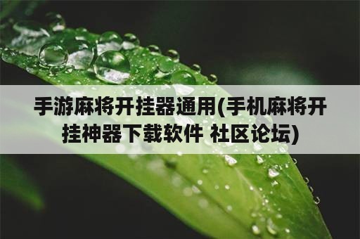 手游麻将开挂器通用(手机麻将开挂神器下载软件 社区论坛)