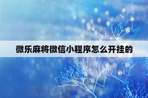 微乐麻将微信小程序怎么开挂的