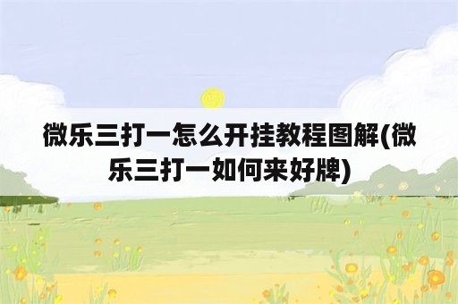 微乐三打一怎么开挂教程图解(微乐三打一如何来好牌)