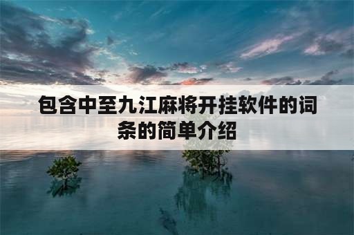 包含中至九江麻将开挂软件的词条的简单介绍