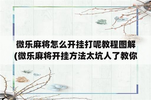 微乐麻将怎么开挂打呢教程图解(微乐麻将开挂方法太坑人了教你用挂)