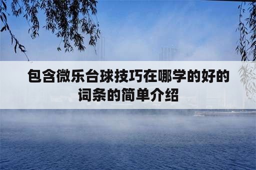 包含微乐台球技巧在哪学的好的词条的简单介绍