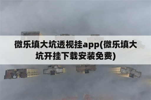 微乐填大坑透视挂app(微乐填大坑开挂下载安装免费)