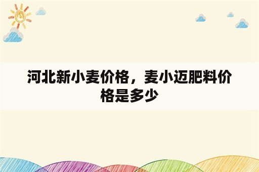 河北新小麦价格，麦小迈肥料价格是多少