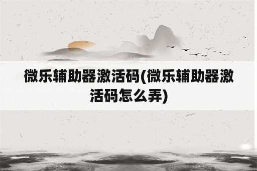 微乐辅助器激活码(微乐辅助器激活码怎么弄)