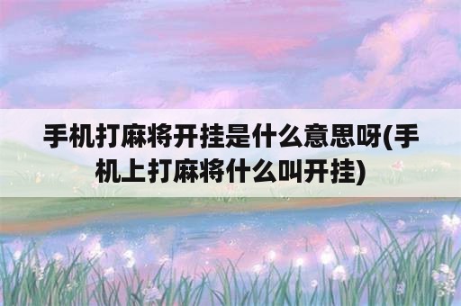 手机打麻将开挂是什么意思呀(手机上打麻将什么叫开挂)