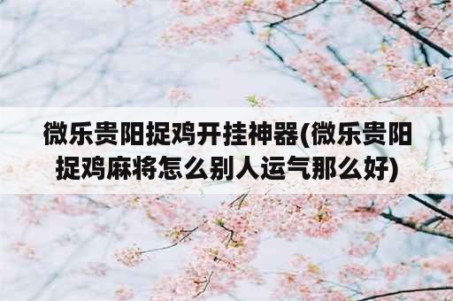 微乐贵阳捉鸡开挂神器(微乐贵阳捉鸡麻将怎么别人运气那么好)