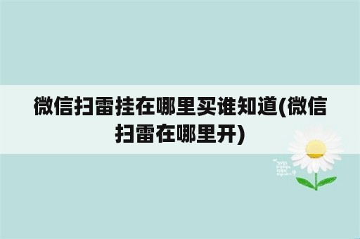 微信扫雷挂在哪里买谁知道(微信扫雷在哪里开)