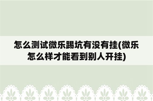 怎么测试微乐踢坑有没有挂(微乐怎么样才能看到别人开挂)