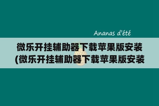 微乐开挂辅助器下载苹果版安装(微乐开挂辅助器下载苹果版安装)