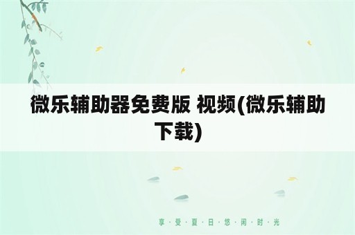 微乐辅助器免费版 视频(微乐辅助下载)