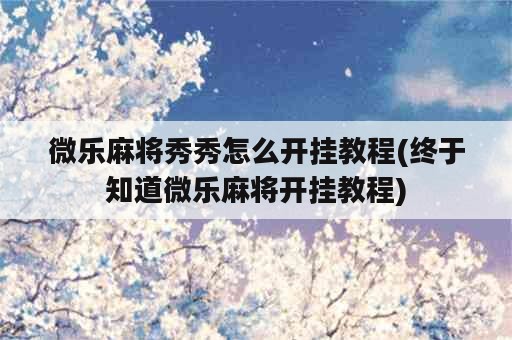 微乐麻将秀秀怎么开挂教程(终于知道微乐麻将开挂教程)