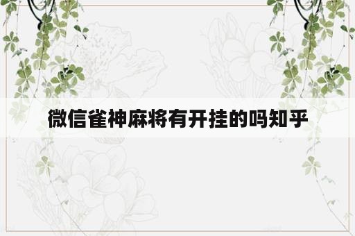 微信雀神麻将有开挂的吗知乎