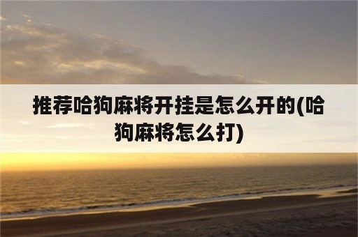 推荐哈狗麻将开挂是怎么开的(哈狗麻将怎么打)