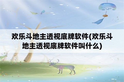 欢乐斗地主透视底牌软件(欢乐斗地主透视底牌软件叫什么)