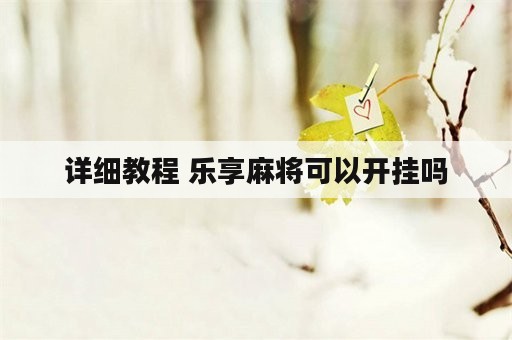 详细教程 乐享麻将可以开挂吗