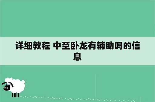 详细教程 中至卧龙有辅助吗的信息