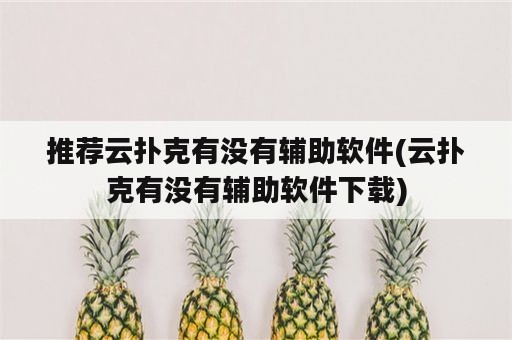 推荐云扑克有没有辅助软件(云扑克有没有辅助软件下载)